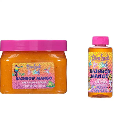 Bundle of Lisa Frank x Tree Hut Rainbow Mango Body Scrub, Sugar Scrub, 18 Oz + Tree Hut Lisa Frank x Rainbow Mango Body Wash, Limited Edition, 18 Fl Oz