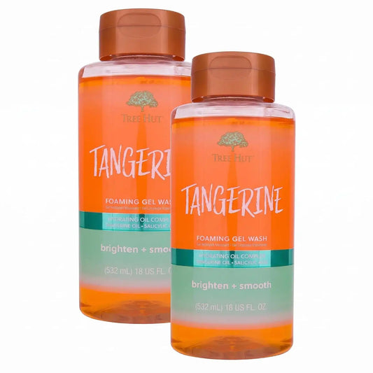 Tree Hut Tangerine Foaming Gel Wash, Hydrating & Moisturizing Body Wash with Shea Butter & Nourishing Essential Oils, Daily Cleanser for Soft Smooth Skin, 18 fl oz (Pack of 2)