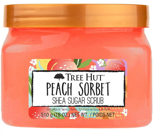 Tree Hut Peach Sorbet Body Scrub, Exfoliating Sugar Scrub, Vegan, 18 Oz