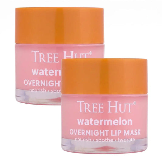 Tree Hut Watermelon Overnight Lip Mask, Hydrating Lip Treatment, Leave On Overnight for Soft, Smooth Lips, 0.6 oz (Pack of 2)